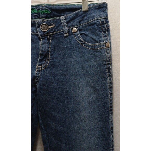 Wrangler Womens Stretch Bootcut Mid-Rise Jeans 07MWZ 9x34 Bling Embroidered Note - Picture 5 of 13